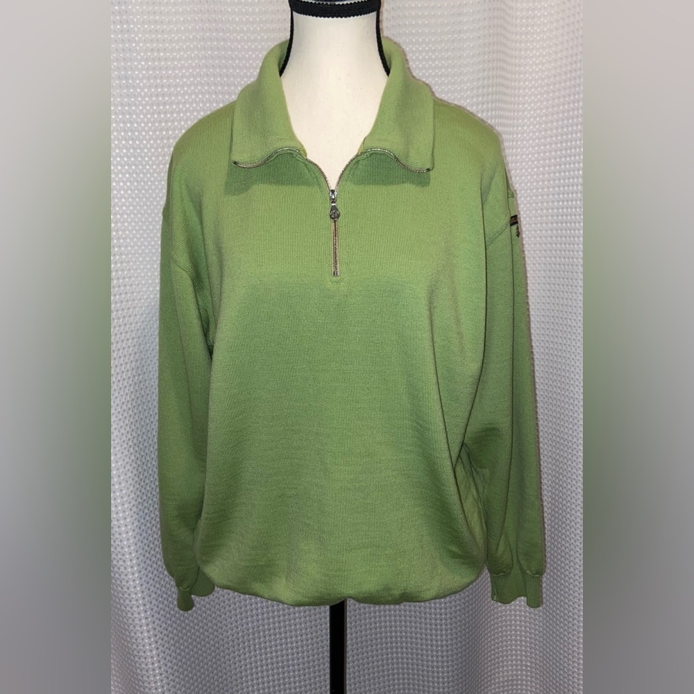Women’s PAUL&SHARK made in Italy pure new wool Italian 1/4 zip sweater sz Large